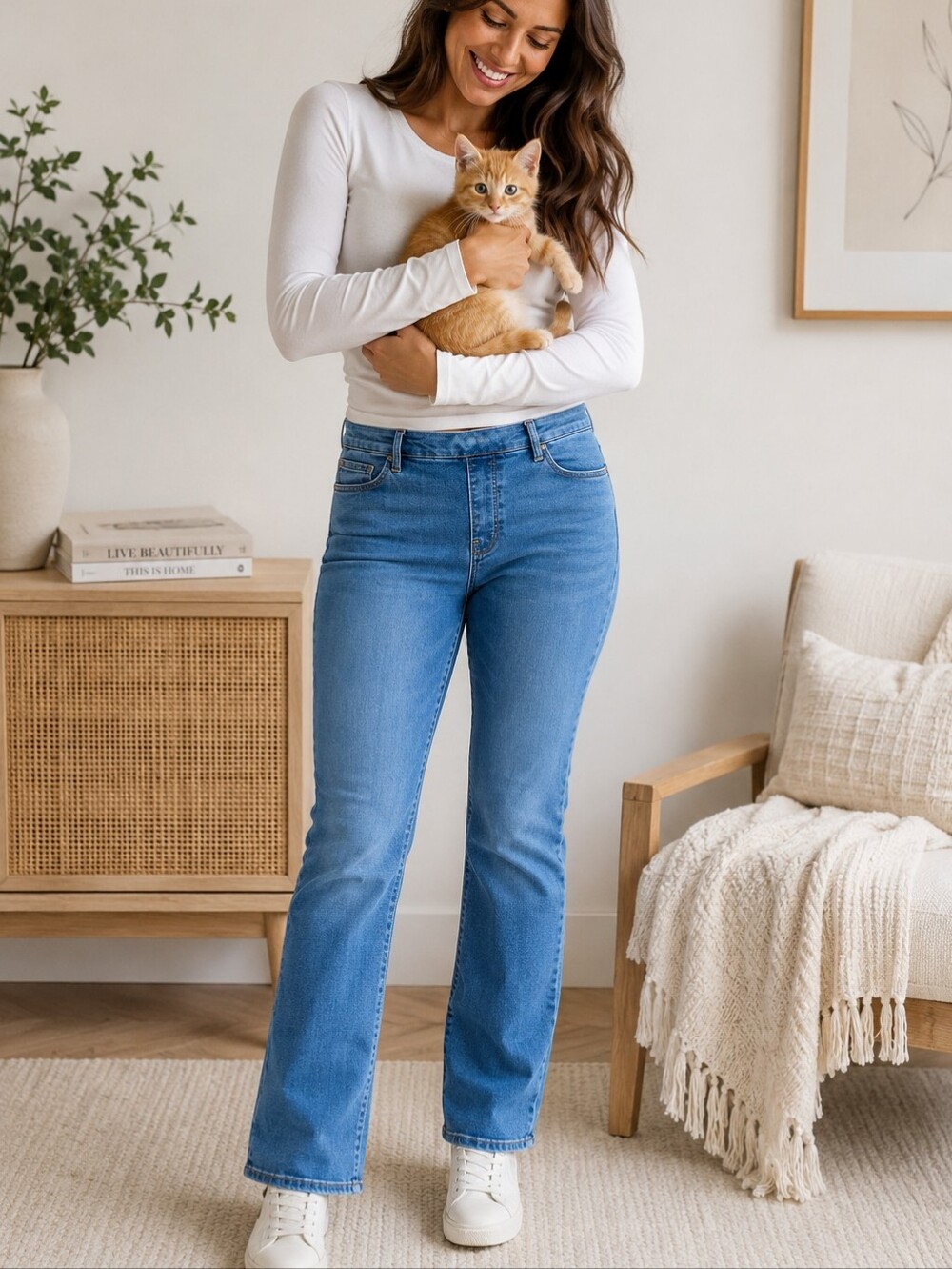 Good American Power Stretch Pull-On Straight Jeans XL High Rise Light Wash 27.5"